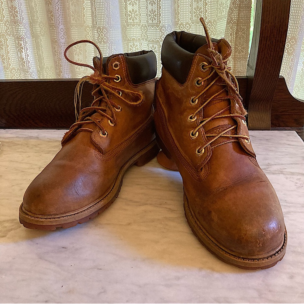 Timberland Brown Leather Hiking Boots 12909 Size 6.5 Juniors Preowned